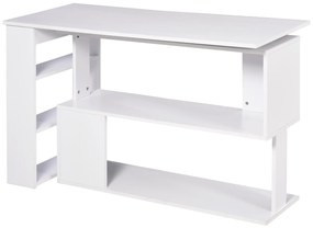 HOMCOM Secretária com Estantes Mesa de escritório 5 Prateleiras 120x110x74cm Branco