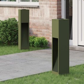 vidaXL Luz Solar LED de Caminho 2 pcs Verde Oliva Aço Laminado a Frio