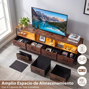 Móvel de TV, 180 x 40 x 63 cm, Iluminação LED com Comando, Castanho