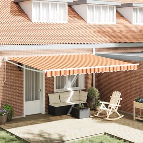 vidaXL Toldo Retrátil Manual Amarelo e Laranja 450x300 cm