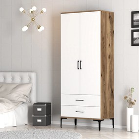 Roupeiro Kumsal T – Nogueira e Branco – 80 x 47,5 x 201,4 cm