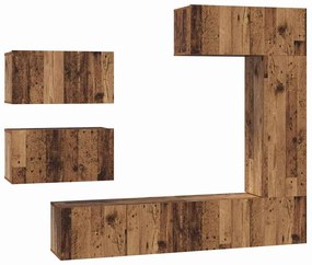 Conjunto de móvel de TV 6 pcs Madeira antiga 30.5 x 30 x 90 cm