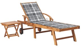 Espreguiçadeira com mesa e almofadão madeira de teca maciça