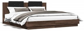 3209897 vidaXL Estrutura cama c/ cabeceira derivados madeira carvalho castanho