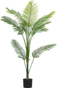 HOMCOM Planta artificial de interior 150 cm, palmeira árvore artificial com vaso de plástico e flocagem, verde | Aosom Portugal