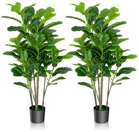 2 Figueiras Artificiais de 140 cm com Folhas de Abano Realísticas Decorativas para Interior Interior e Exterior Casa Escritorio