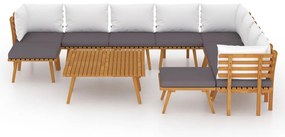 12 pcs conjunto lounge de jardim c/ almofadões acácia maciça
