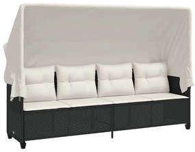 5 pcs conjunto sofás de jardim com almofadões vime PE preto