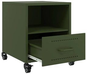 Mesa de cabeceira 36x39x43,5 cm aço verde-azeitona
