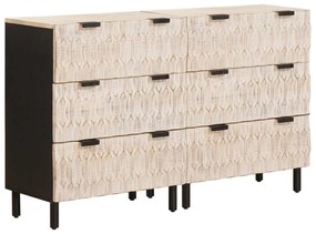 vidaXL Buffet 2 pcs Acabamento em Wash Branco 60 x 33 x 75 cm