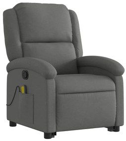 Poltrona elevatória de massagens tecido cinzento-escuro