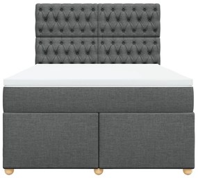 Cama com molas/colchão 160x200 cm tecido cinzento-escuro