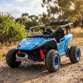 Buggy elétrico para Crianças 24V, 4x200W, 2 lugares TURBO 23, Rodas Espuma EVA, Assento Couro ecológico Azul