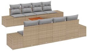 Conjunto de Sofá de Jardim 7 pcs Bege, cinza claro