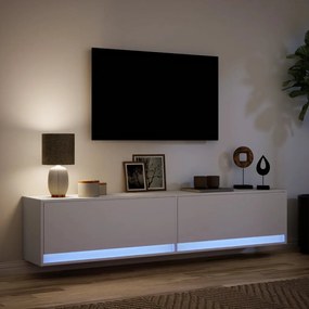 Móvel de parede para TV com luzes LED 180x31x38 cm branco