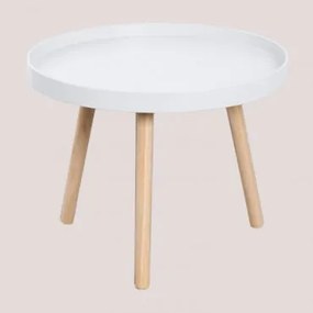 Mesa De Apoio Redonda Ø50 Cm Em Madeira Sigma Branco - Sklum