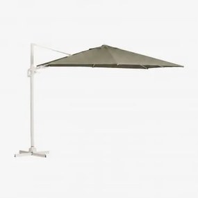 Parasol 295x295 Cm Em Tecido E Alumínio Hydra Verde Oliva Intenso - Branco Gardenia - Sklum