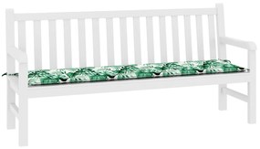 Almofada de Banco de Jardim Padrão de Folhas 180x50x4 cm Tecido Oxford