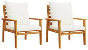 3 pcs conjunto lounge de jardim c/ almofadões acácia maciça