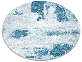 Tapete MEFE moderno circulo 8731 Roseta vintage - Structural dois níveis de lã cinza creme / azul