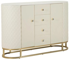 Aparador Sharon - Madeira e MDF Branco com Detalhes Dourados - 120 cm