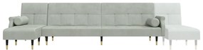 Sofá-cama em forma de L 271x140x70 cm veludo cinzento-claro