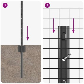 Conjunto de Cerca de Jardim Conjunto de 2 Cinza Metal Grande