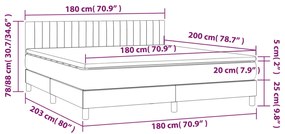 Cama box spring c/ colchão e LED 180x200 cm tecido azul