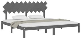 Estrutura de cama 200x200 cm cinzento madeira maciça