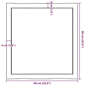 Tampo de mesa com bordas vivas maciço tratado castanho-escuro