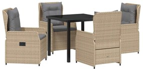 Conjunto de Jantar de Jardim 5 Peças Bege em Rattan Sintético