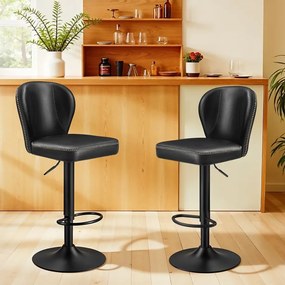 Conjunto de 2 bancos altos giratórios com encosto 42 x 49 x 94-115 cm Preto