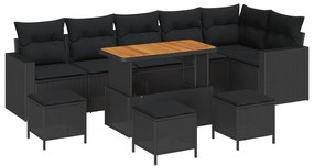 vidaXL Conjunto de Sofá de Jardim 10 pcs Preto vime PE