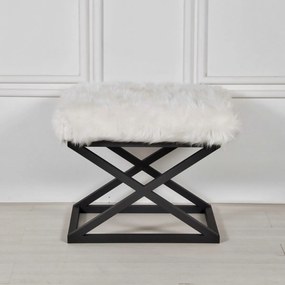 Pouffe Capraz – Preto e Branco – 50 cm x 42 cm x 40 cm