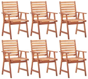 Cadeiras jantar p/ jardim 6 pcs madeira de acácia maciça