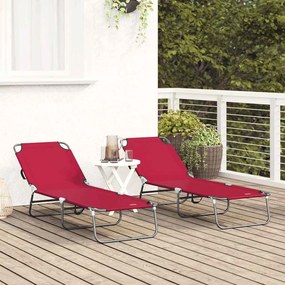 Espreguiçadeira Dobrável 2 pcs Portátil Vermelha Tecido Oxford 600D