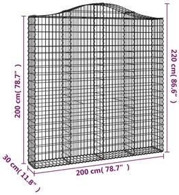 Cestos gabião arqueados 2pcs 200x30x200/220cm ferro galvanizado