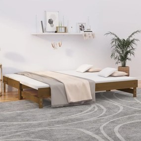 vidaXL Sofá-cama puxar 2x(80x200) cm pinho maciço castanho mel