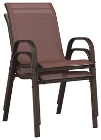 Conjunto de Bistro de Jardim de 3 Peças Marrom Textilene e Aço