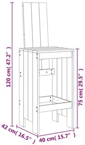 Cadeiras de bar 2 pcs 40x42x120 cm madeira de douglas maciça