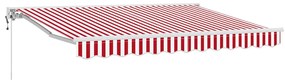 Toldo Retrátil Manual Vermelho e Branco 350x200 cm