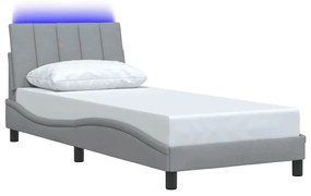 Estrutura de cama sem colchão 90x200 cm tecido cinzento-claro