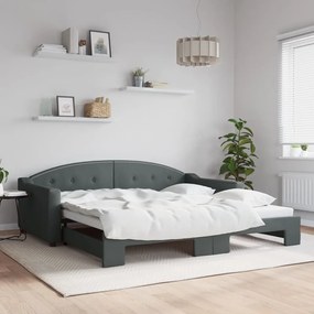 vidaXL Sofá-cama com gavetão 100x200 cm tecido cinzento-escuro