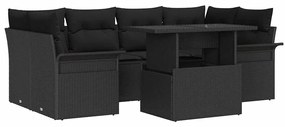 Conjunto de Sofá Jardim vidaXL de 7 peças com Almofadas Rattan PE Pret