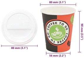 Copos de café de papel com tampas 1000 pcs 8oz 240ml