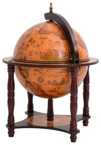 Garrafeira forma de globo madeira eucalipto maciça castanho