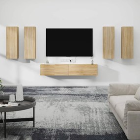 Conjunto móveis de TV 6 pcs madeira processada carvalho sonoma