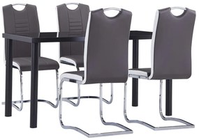 vidaXL 5 pcs conjunto de jantar couro artificial cinzento