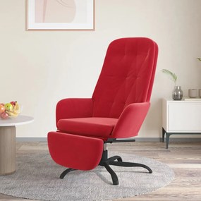 vidaXL Cadeira de descanso com apoio p/ pés veludo vermelho tinto