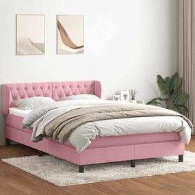 vidaXL Cama com molas/colchão 160x220 cm veludo rosa